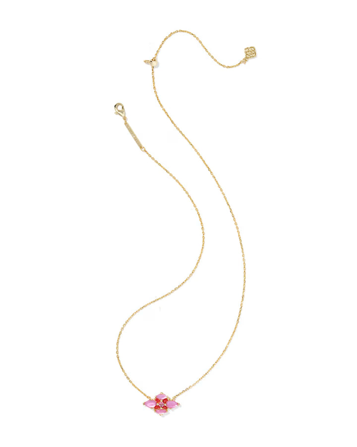 ABBIE CRYSTAL SHORT PENDANT NECKLACE, GOLD PINK MIX