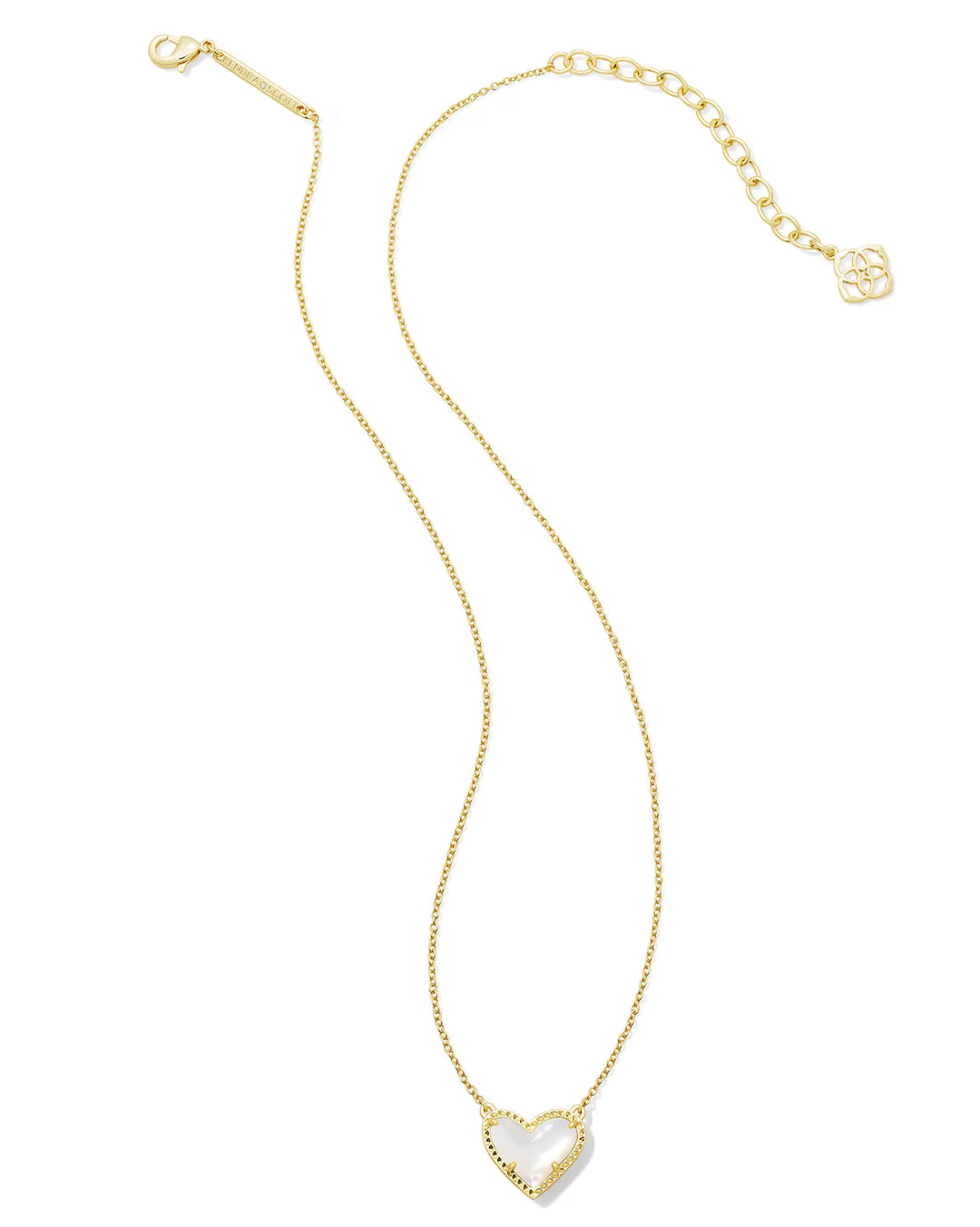 ARI HEART SHORT PENDANT NECKLACE, GOLD IVORY MOTHER OF PEARL