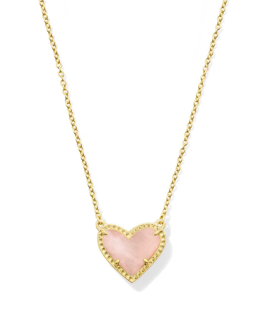 ARI HEART SHORT PENDANT NECKLACE, GOLD ROSE QUARTZ