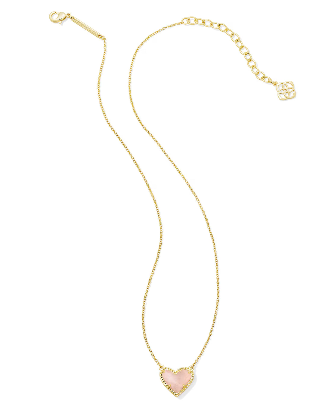 ARI HEART SHORT PENDANT NECKLACE, GOLD ROSE QUARTZ