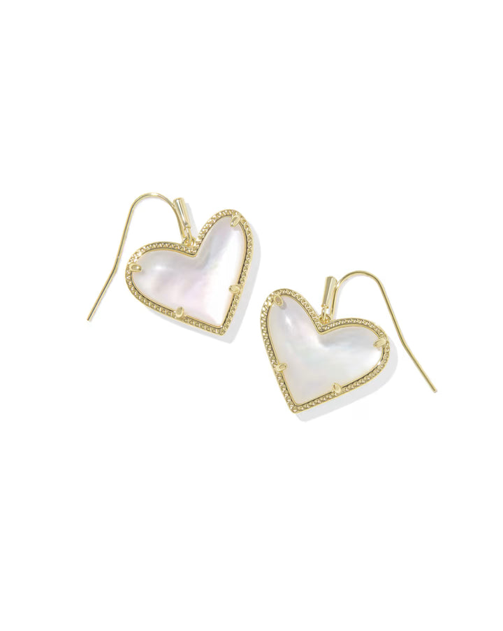 ARI HEART STATEMENT DROP EARRINGS, GOLD IVORY MOTHER OF PEARL