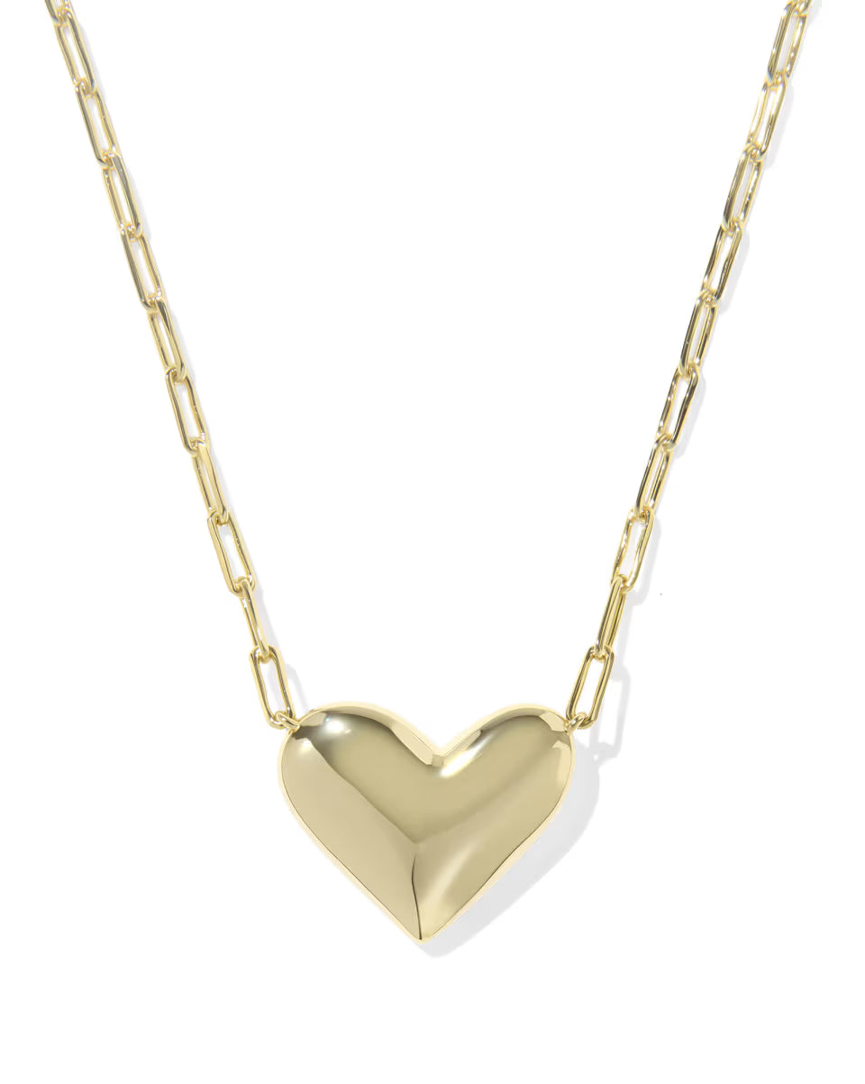 ARI HEART STATEMENT SHORT PENDANT NECKLACE, GOLD IVORY MOTHER OF PEARL