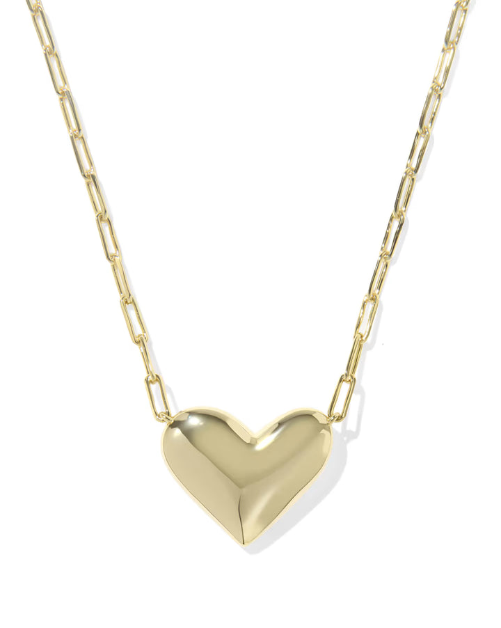 ARI HEART STATEMENT SHORT PENDANT NECKLACE, GOLD IVORY MOTHER OF PEARL