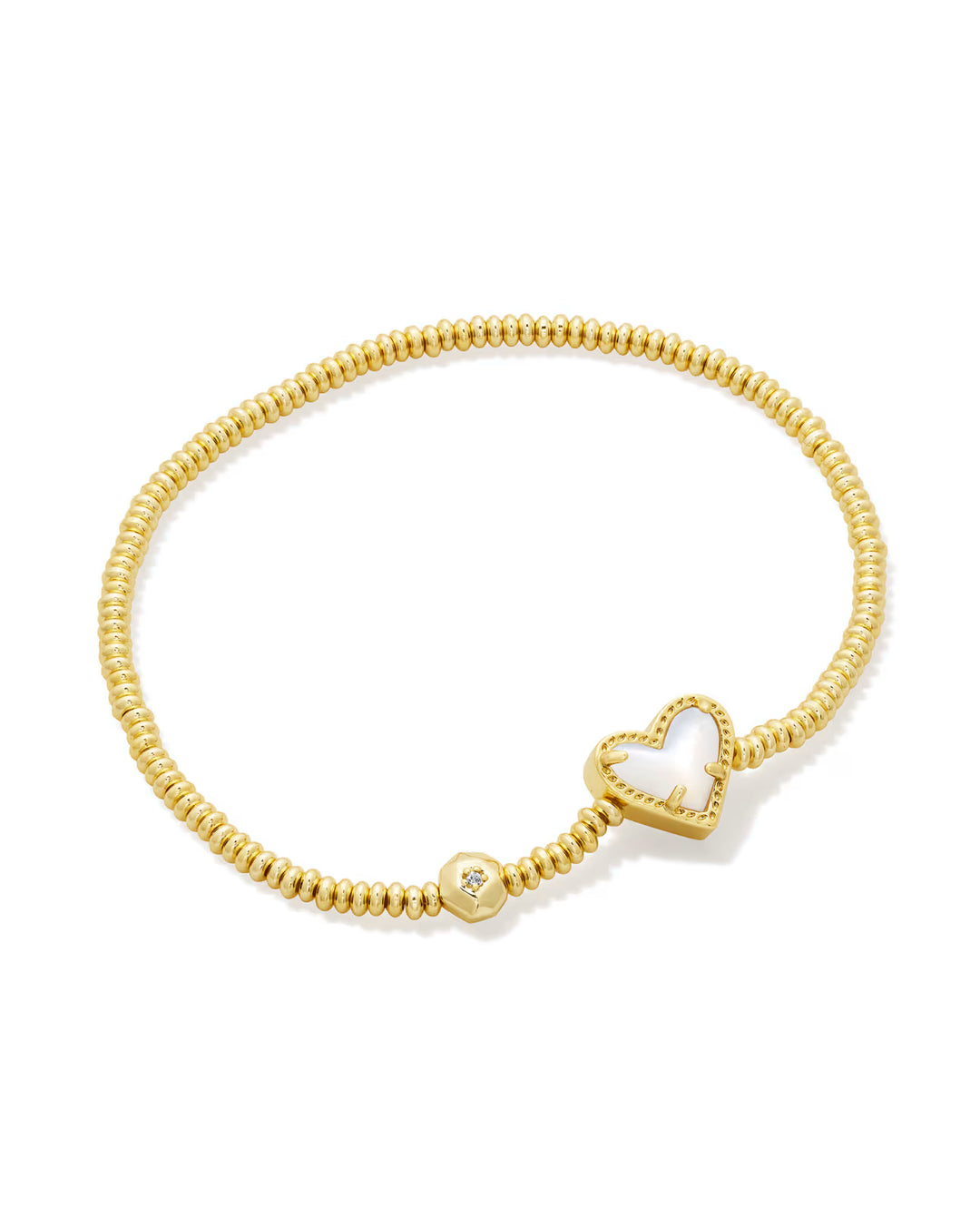 ARI HEART STRETCH BRACELET, GOLD IVORY MOTHER OF PEARL