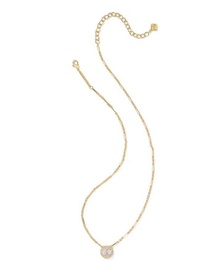 BELLA SHORT PENDANT NECKLACE, GOLD WHITE CZ