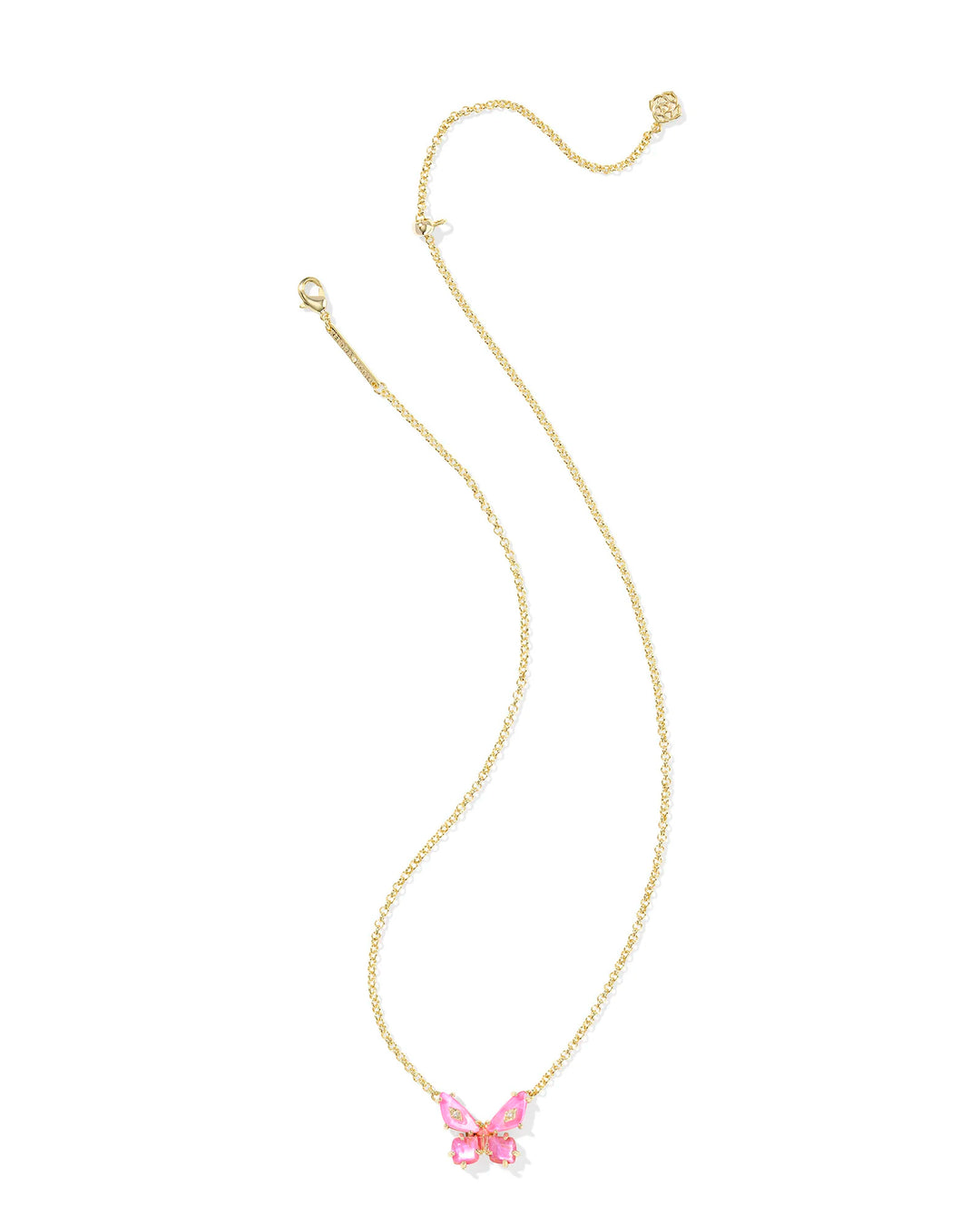 BIANCA BUTTERFLY SHORT PENDANT NECKLACE, GOLD PINK MIX