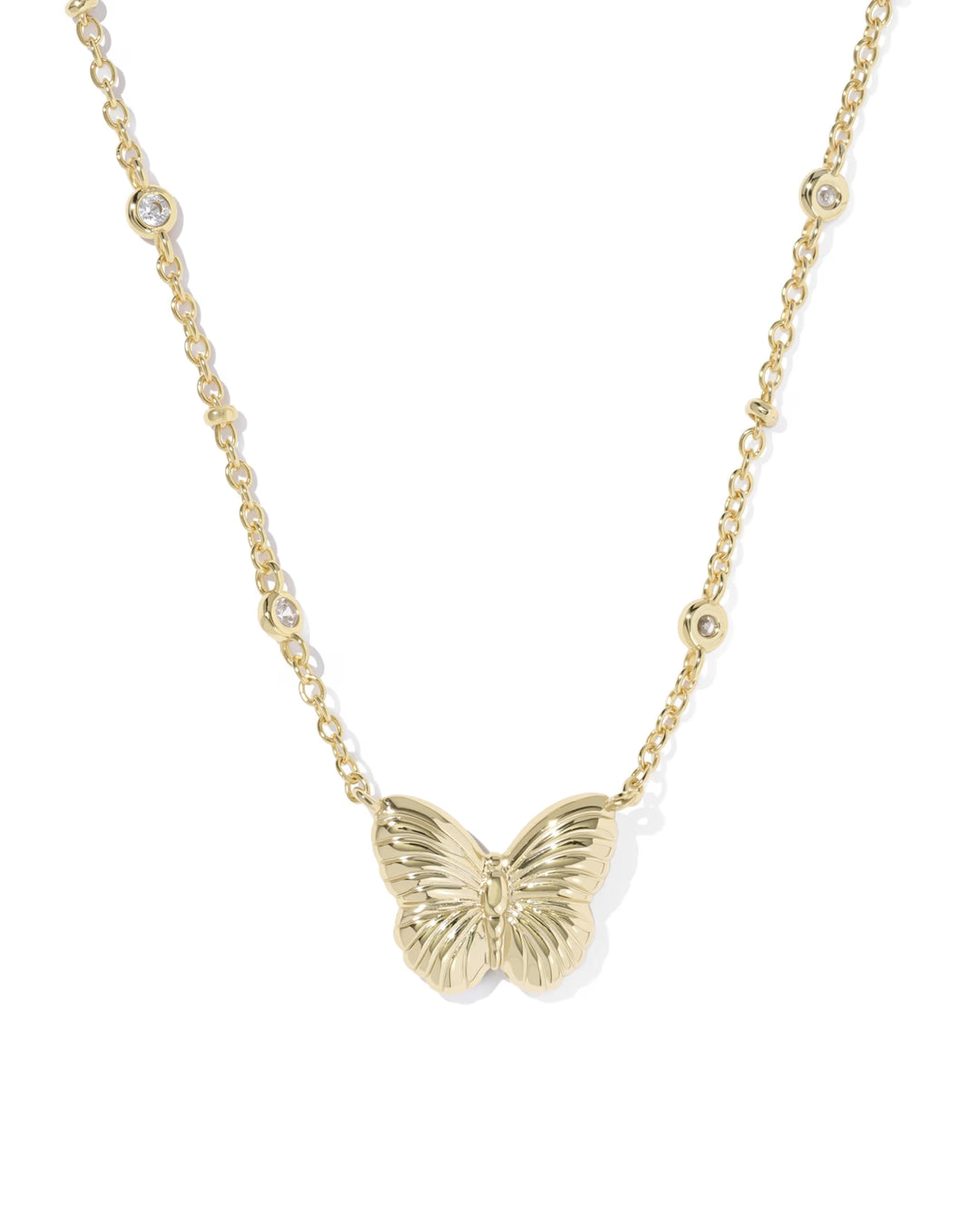CAILEY BUTTERFLY SHORT PENDANT NECKLACE, GOLD IVORY MOTHER OF PEARL