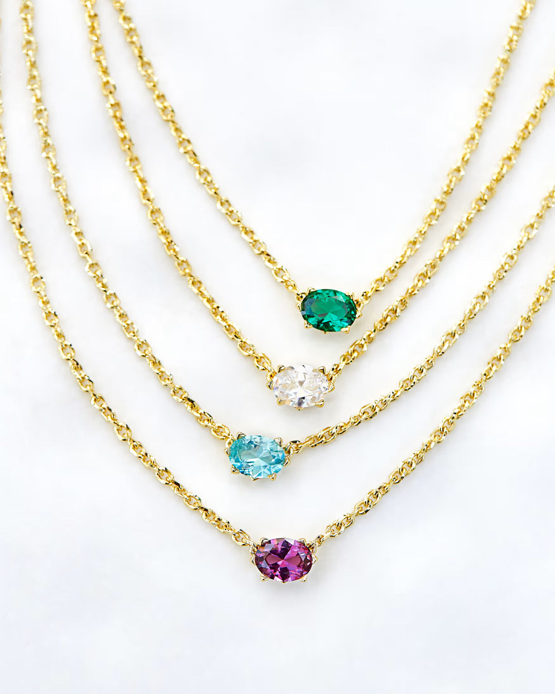 CAILIN CRYSTAL PENDANT NECKLACE, GOLD METAL WHITE CZ
