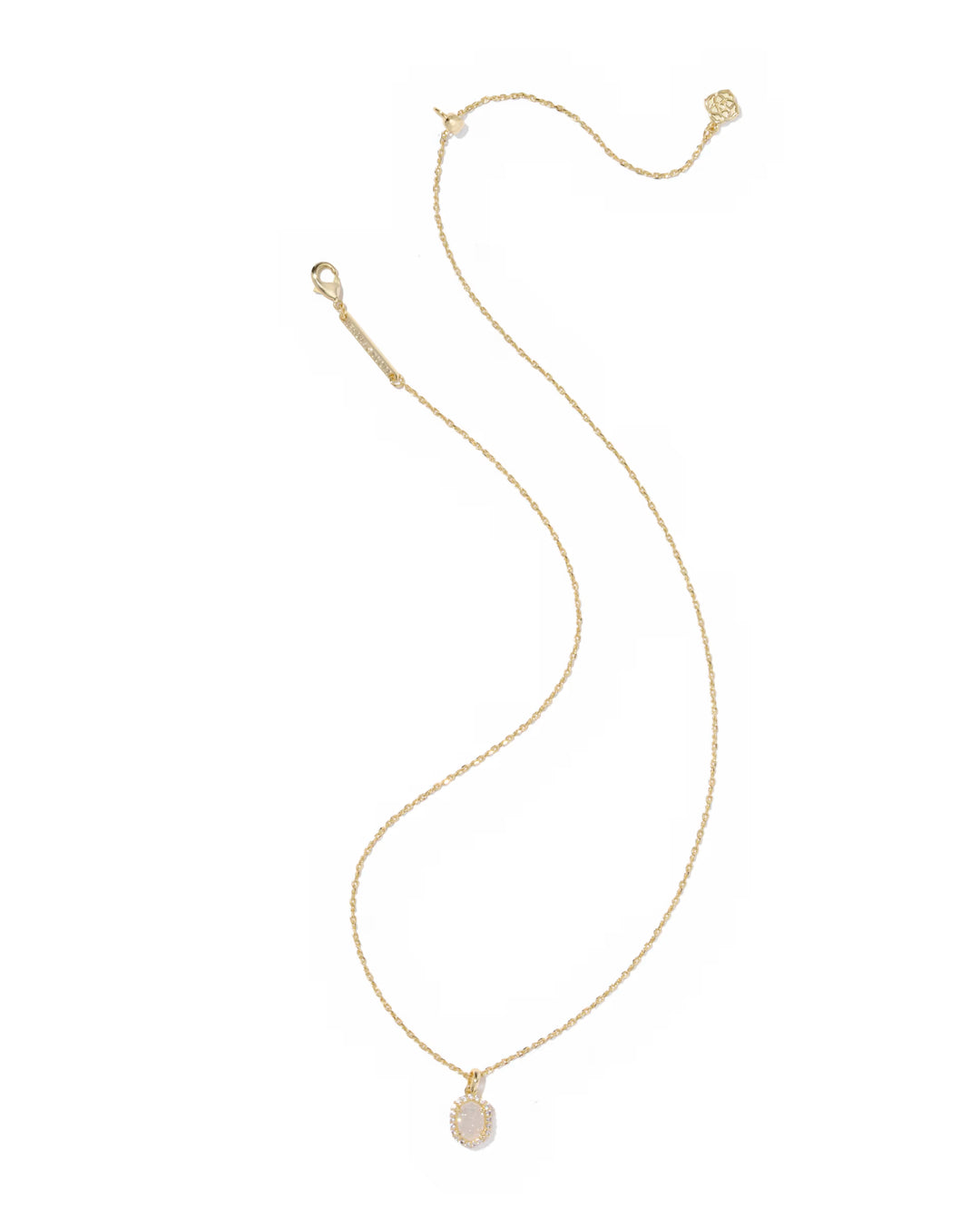 DAPHNE CRYSTAL FRAME SHORT PENDANT NECKLACE, GOLD IRIDESCENT DRUSY