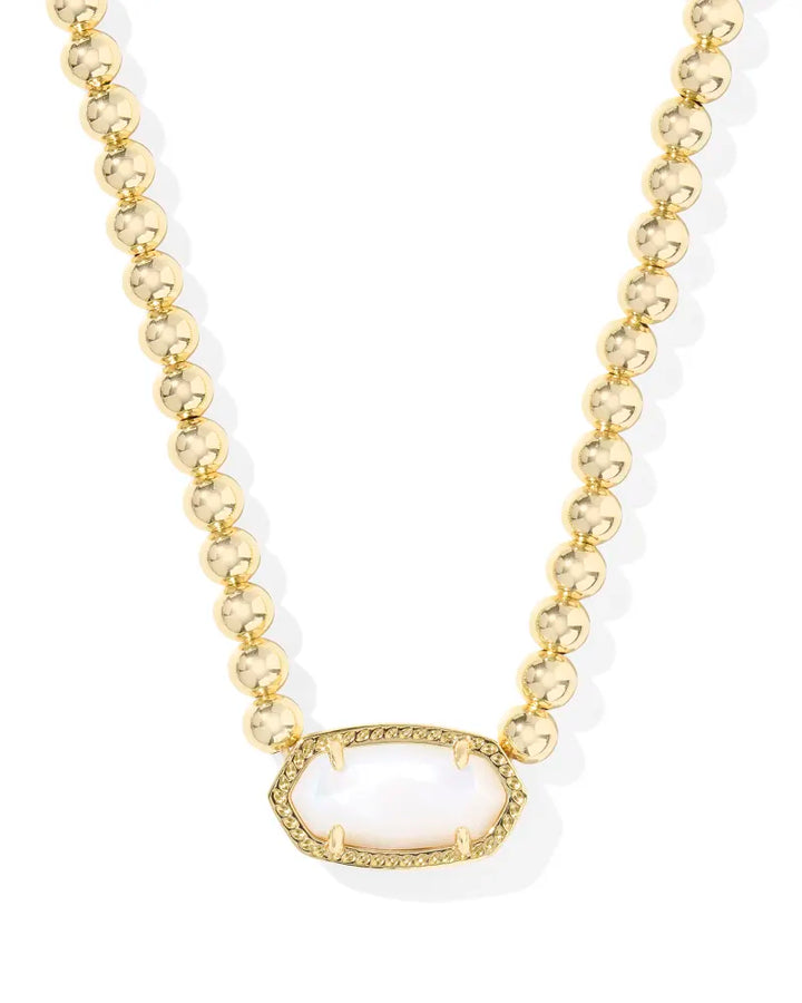 ELISA BEADED NECKLACE, GOLD IVORY MOTHER OF PEARL
