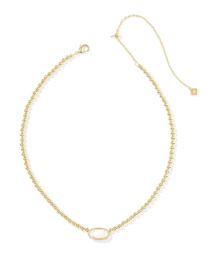 ELISA BEADED NECKLACE, GOLD IVORY MOTHER OF PEARL