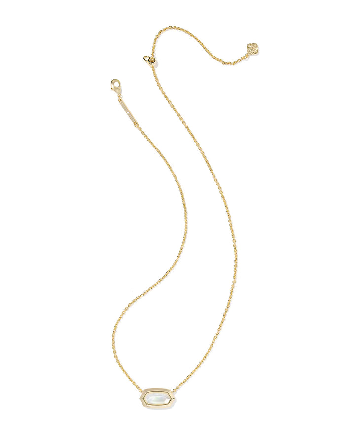 ELISA BEZEL SHORT PENDANT NECKLACE, GOLD IVORY MOTHER OF PEARL