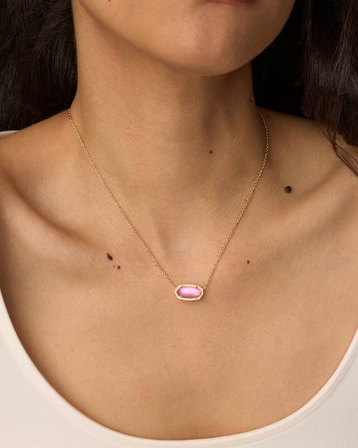 ELISA SHORT PENDANT NECKLACE, GOLD AZALEA ILLUSION