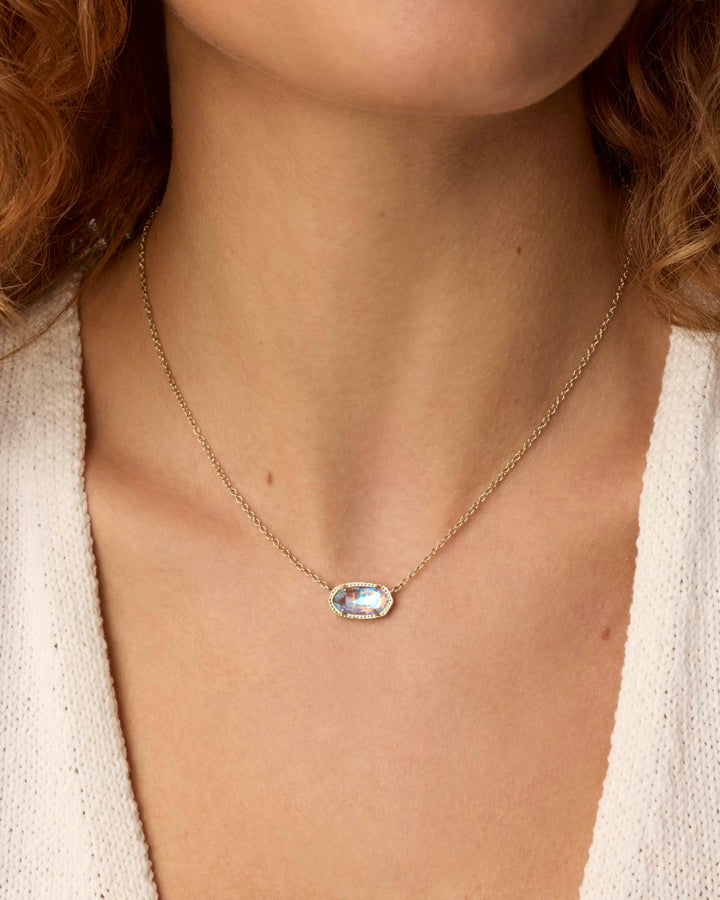 ELISA SHORT PENDANT NECKLACE, GOLD DICHROIC GLASS