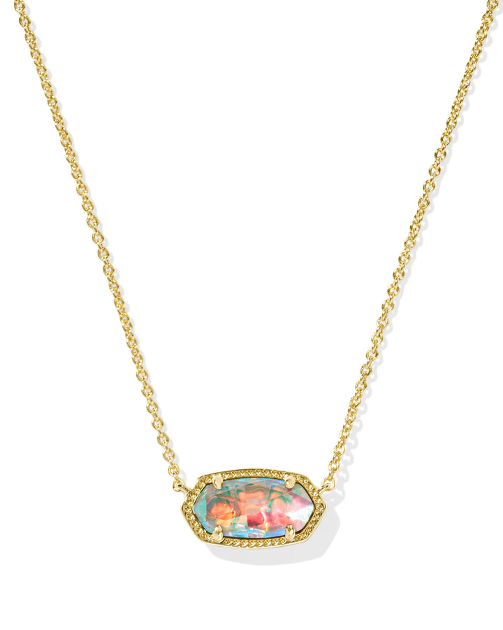 ELISA SHORT PENDANT NECKLACE, GOLD DICHROIC GLASS