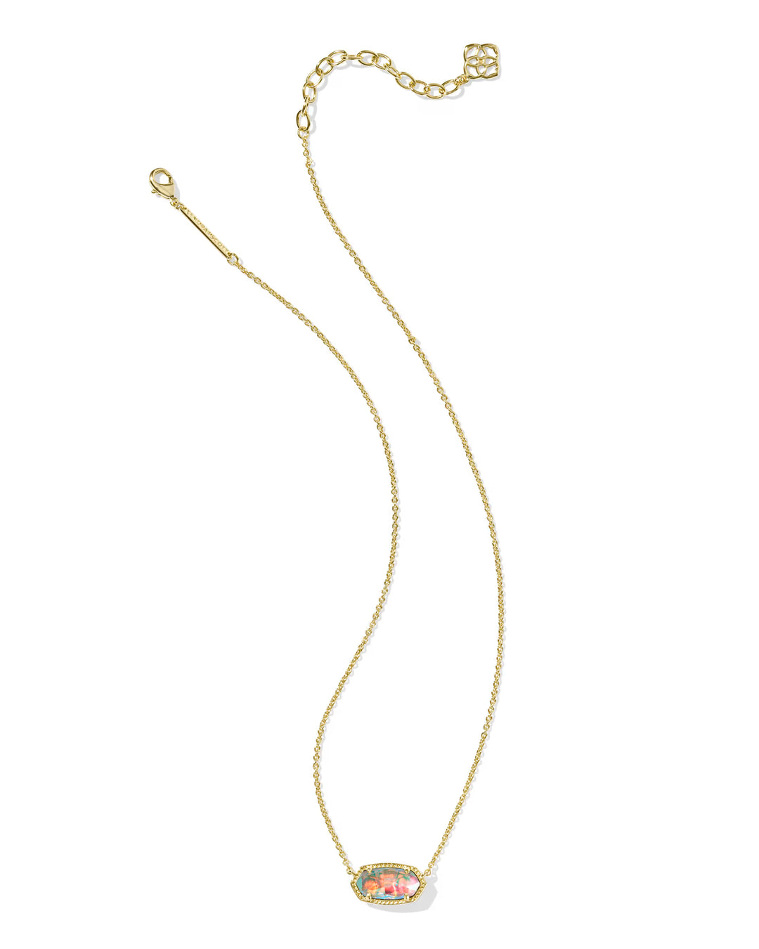 ELISA SHORT PENDANT NECKLACE, GOLD DICHROIC GLASS