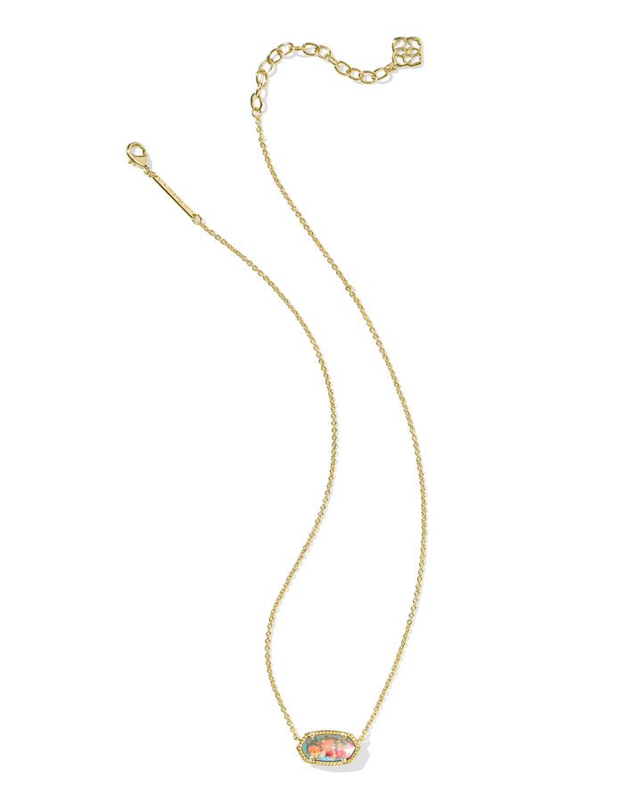 ELISA SHORT PENDANT NECKLACE, GOLD DICHROIC GLASS