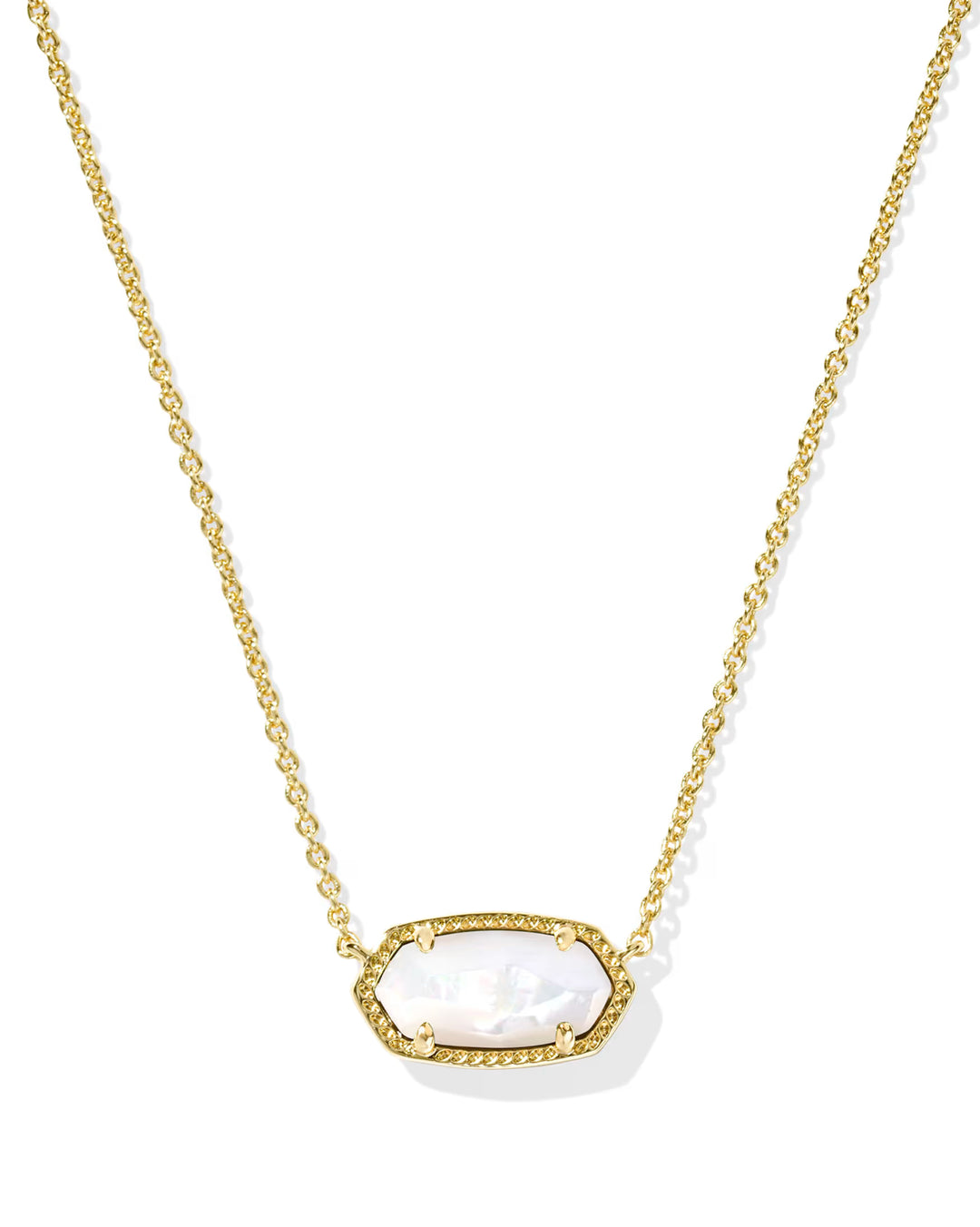 ELISA SHORT PENDANT NECKLACE, GOLD IVORY MOTHER OF PEARL