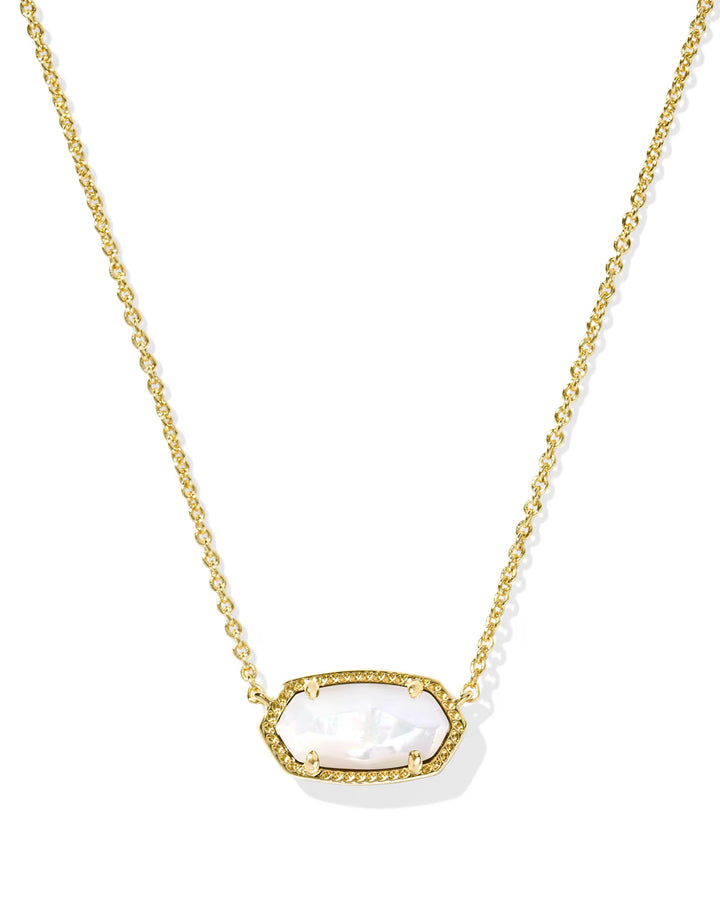 ELISA SHORT PENDANT NECKLACE, GOLD IVORY MOTHER OF PEARL