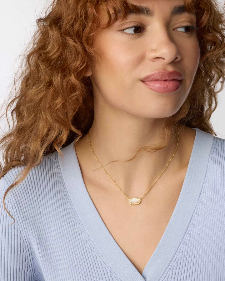 ELISA SHORT PENDANT NECKLACE, GOLD IVORY MOTHER OF PEARL