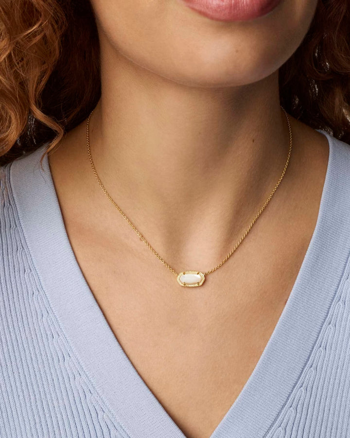 ELISA SHORT PENDANT NECKLACE, GOLD IVORY MOTHER OF PEARL