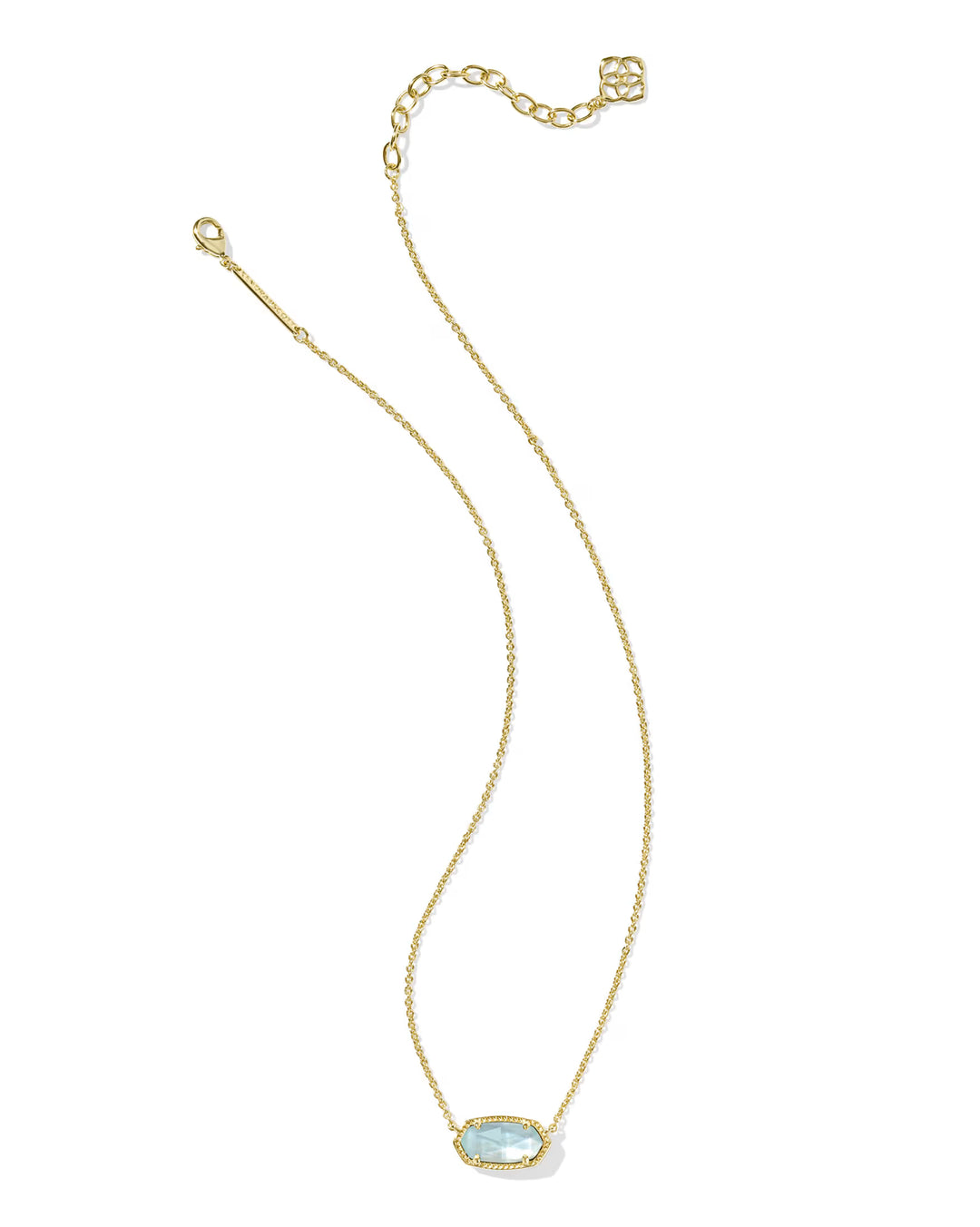 ELISA SHORT PENDANT NECKLACE, GOLD LIGHT BLUE ILLUSION