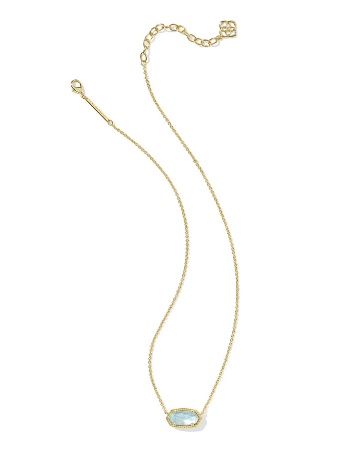 ELISA SHORT PENDANT NECKLACE, GOLD LIGHT BLUE ILLUSION