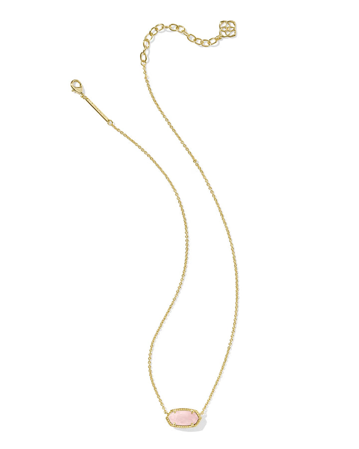 ELISA SHORT PENDANT NECKLACE, GOLD ROSE QUARTZ