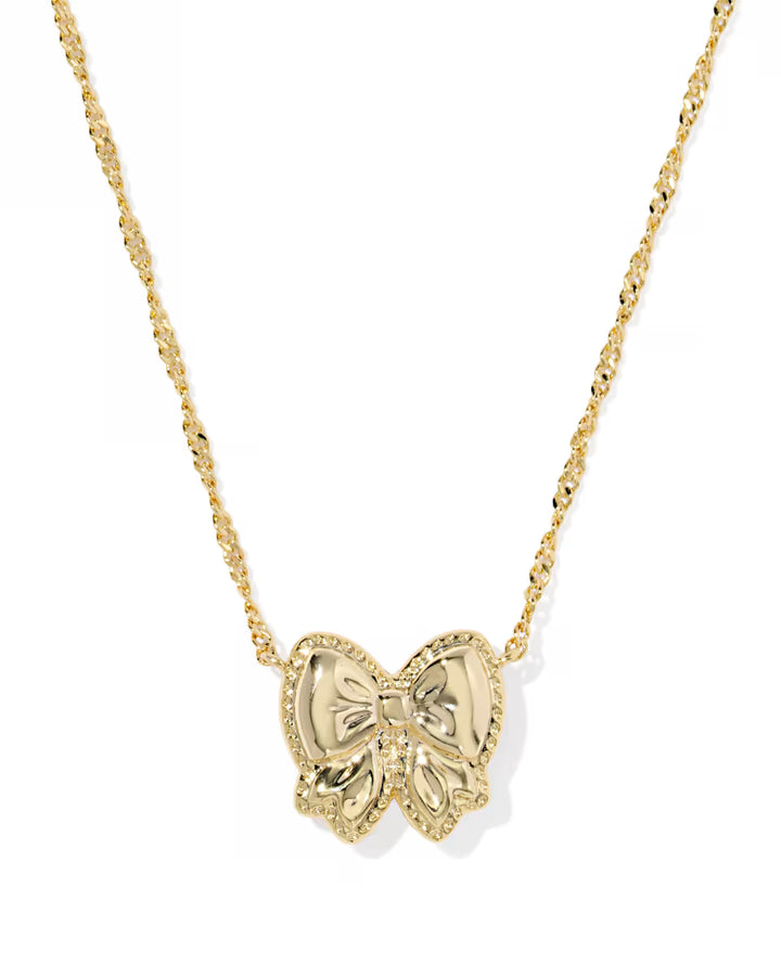 HAILEY BOW SHORT PENDANT NECKLACE, GOLD ROSE VIOLET MOTHER OF PEARL