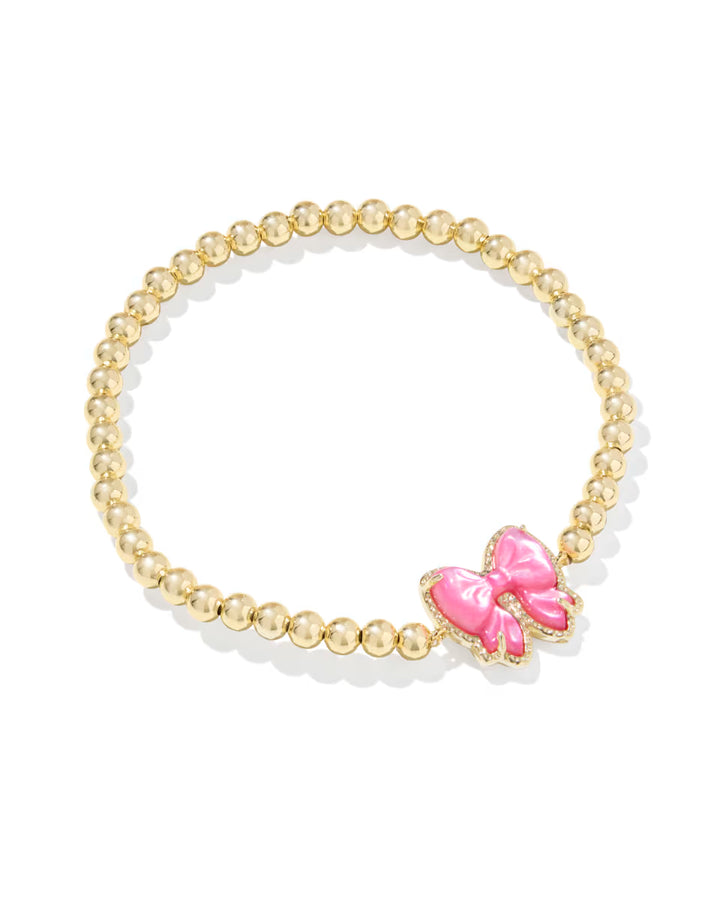 HAILEY BOW STRETCH BRACELET, GOLD ROSE VIOLET MOTHER OF PEARL
