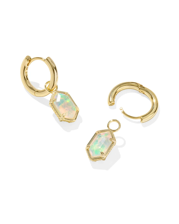 HALLIE HUGGIE EARRINGS, GOLD OPALITE ILLUSION