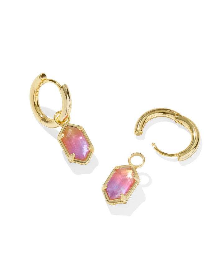 HALLIE HUGGIE EARRINGS, GOLD SUNRISE WATRCOLOR ILLUSION