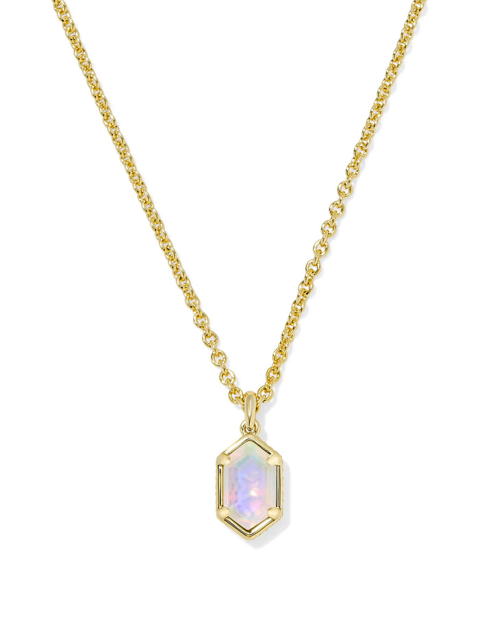 HALLIE SHORT PENDANT NECKLACE, GOLD OPALITE ILLUSION