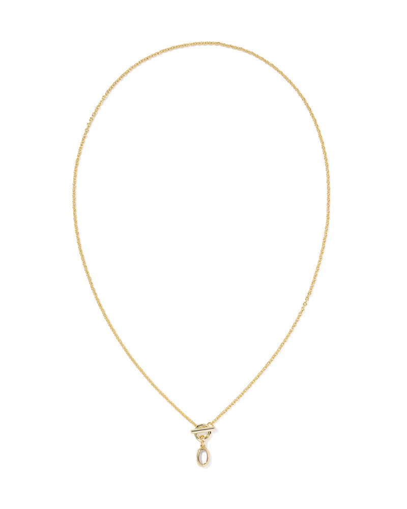 MINI ELISA TOGGLE SHORT PENDANT NECKLACE, GOLD IVORY MOTHER OF PEARL
