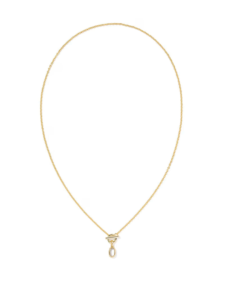 MINI ELISA TOGGLE SHORT PENDANT NECKLACE, GOLD IVORY MOTHER OF PEARL