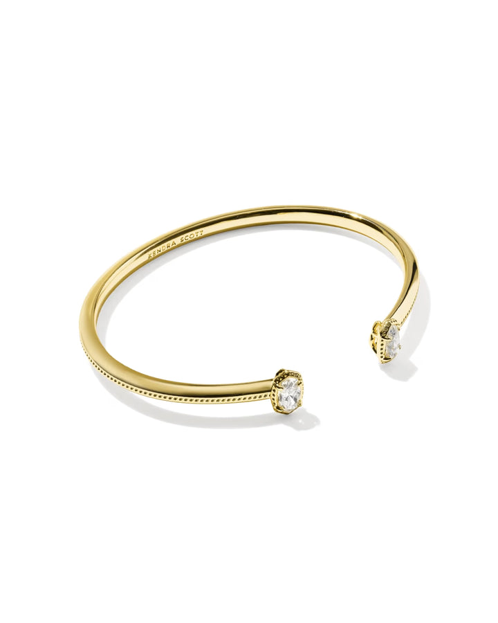 Mini Elton Luxe Gold Cuff Bracelet In White Cz