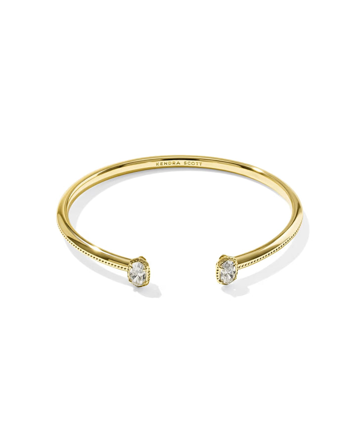 Mini Elton Luxe Gold Cuff Bracelet In White Cz