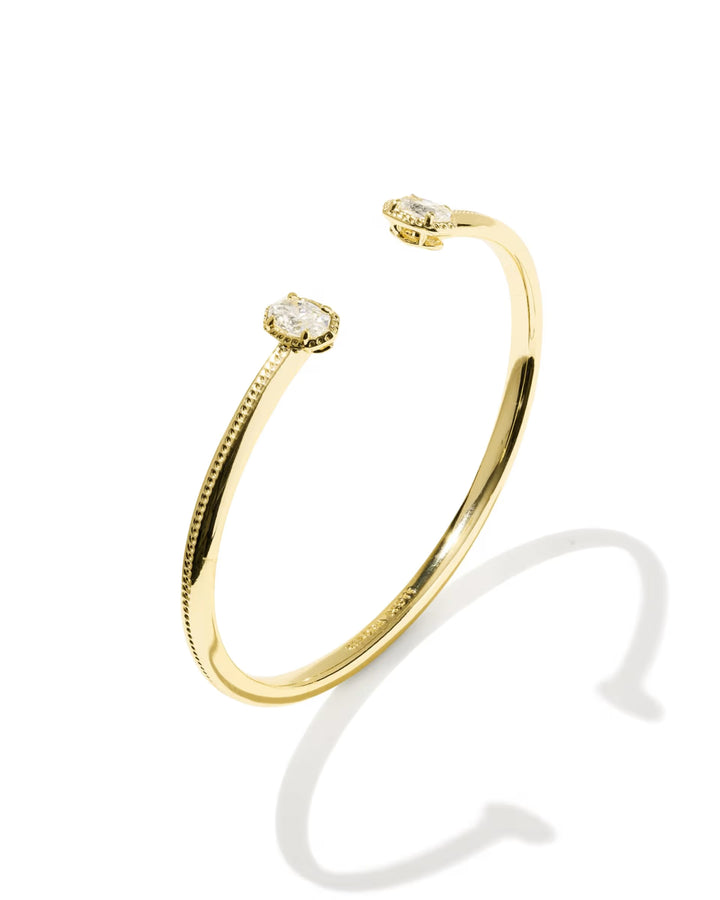Mini Elton Luxe Gold Cuff Bracelet In White Cz