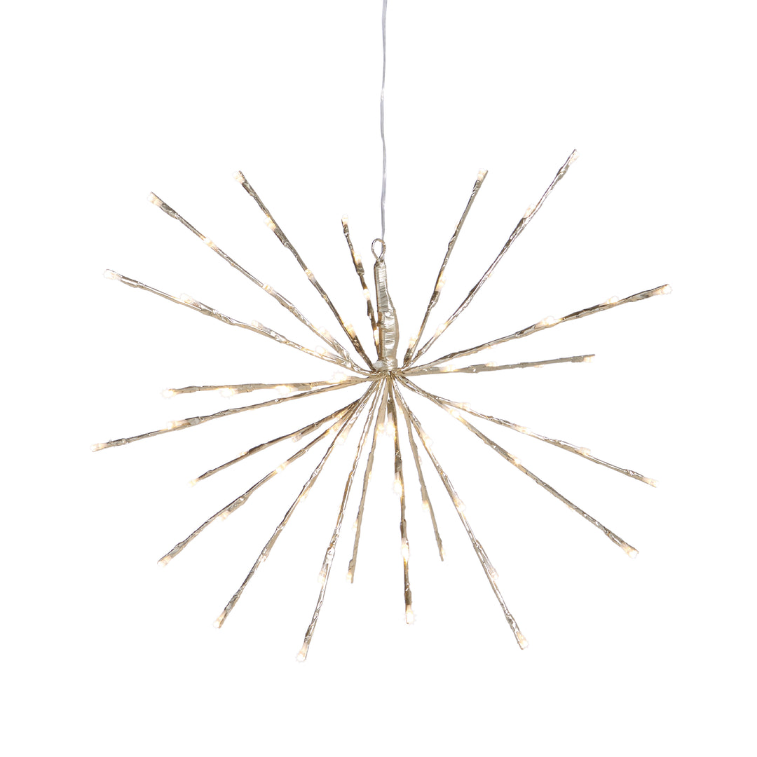 Decorative hanging starburst with metallic finish on a white background