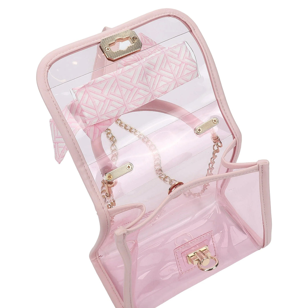 PINK PERFECT BOW CLEAR VINYL BAG