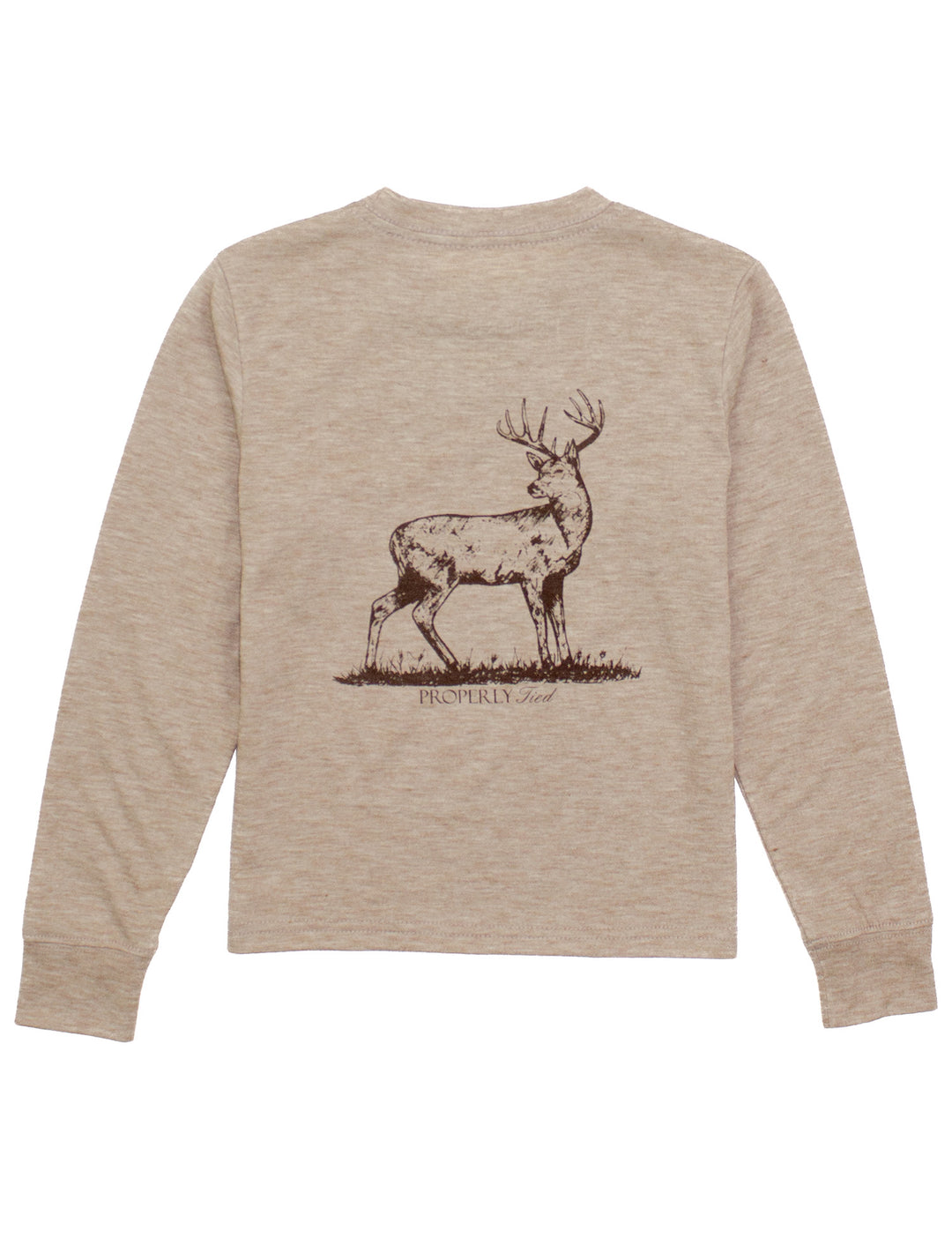 WHITETAIL DEER SAND LONG SLEEVE PORTLAND POCKET TEE