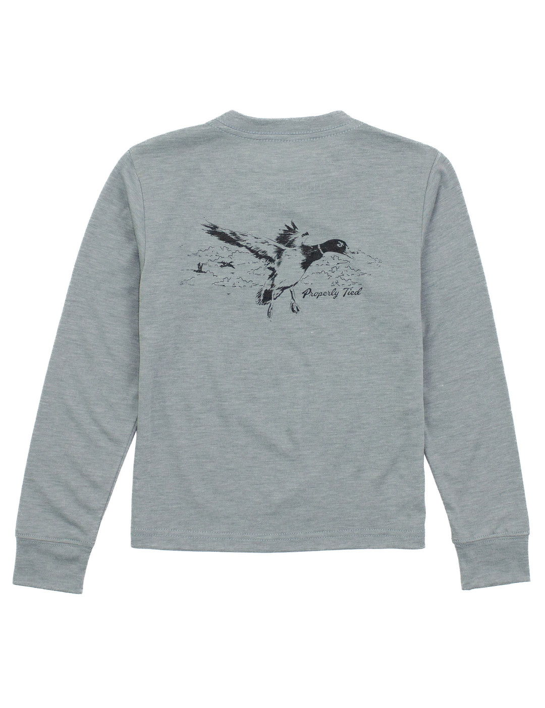 FLYING MALLARD MOSS GREY LONG SLEEVE PORTLAND POCKET TEE