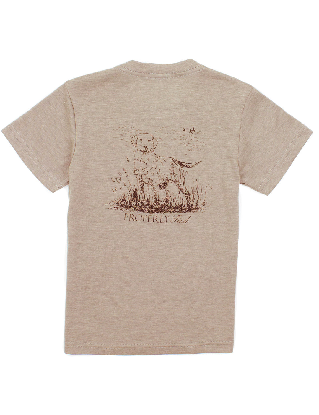 SAND SHORT SLEEVE BOYS T-SHIRT WITH DOG OUTLINE ON BACK