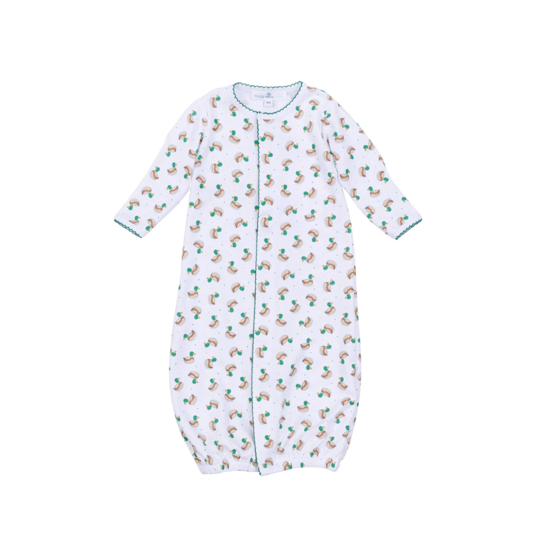 Mini Mallard Print Baby Converter Gown – Soft Bamboo Newborn Sleepwear with Mallard Duck Design