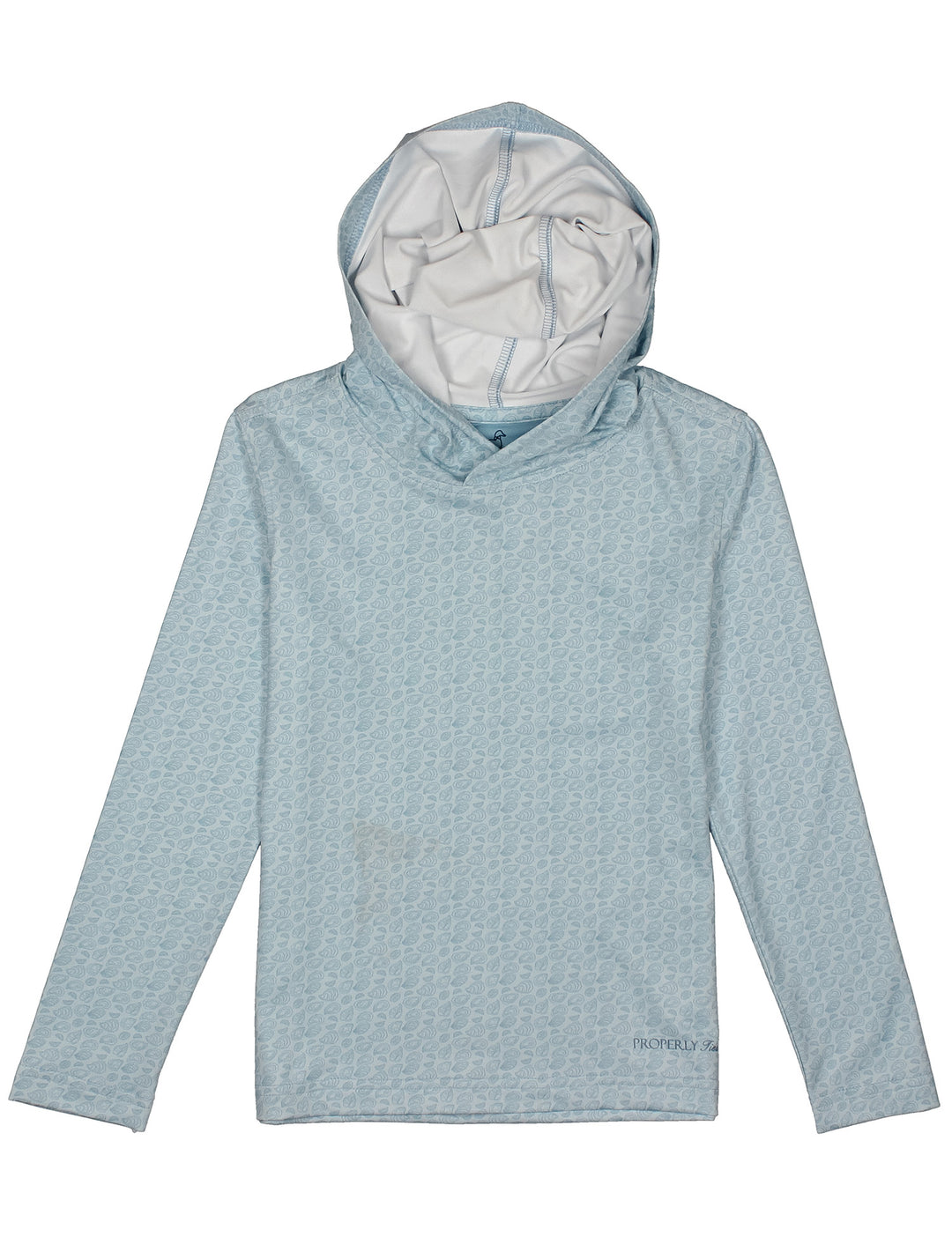 LITTLE BOYS LONG SLEEVE HOODIE WITH GREY OYSTER PRINT ALL OVER 