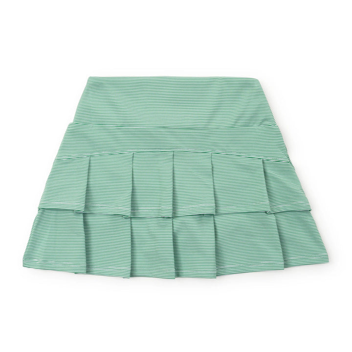Green pleated skirt on a white background