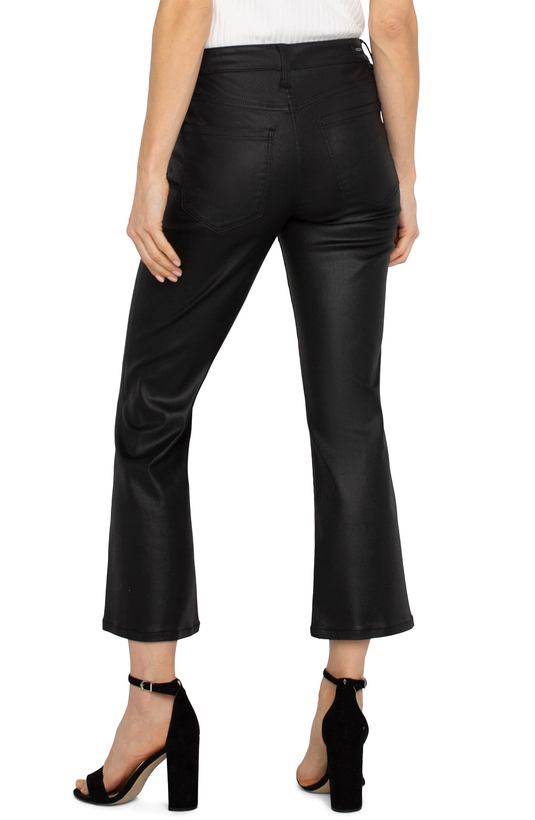 LIVERPOOL: HANNAH CROP FLARE | COATED BLACK