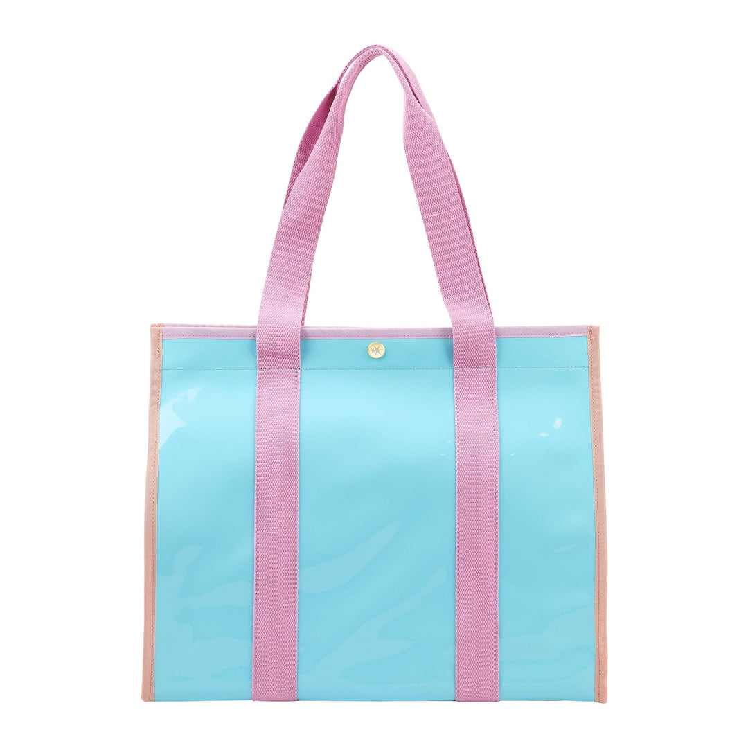 COLOR BLOCK VINYL TOTE BAG