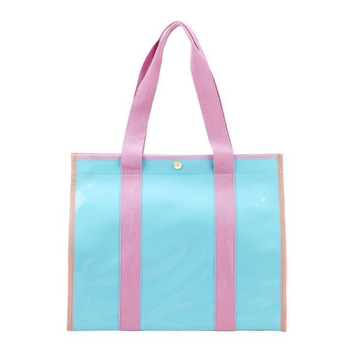 COLOR BLOCK VINYL TOTE BAG