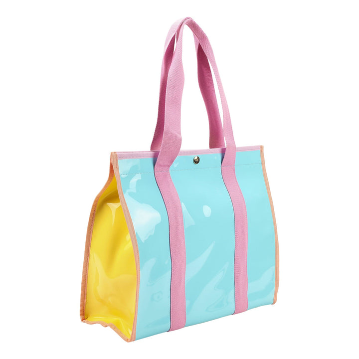 COLOR BLOCK VINYL TOTE BAG
